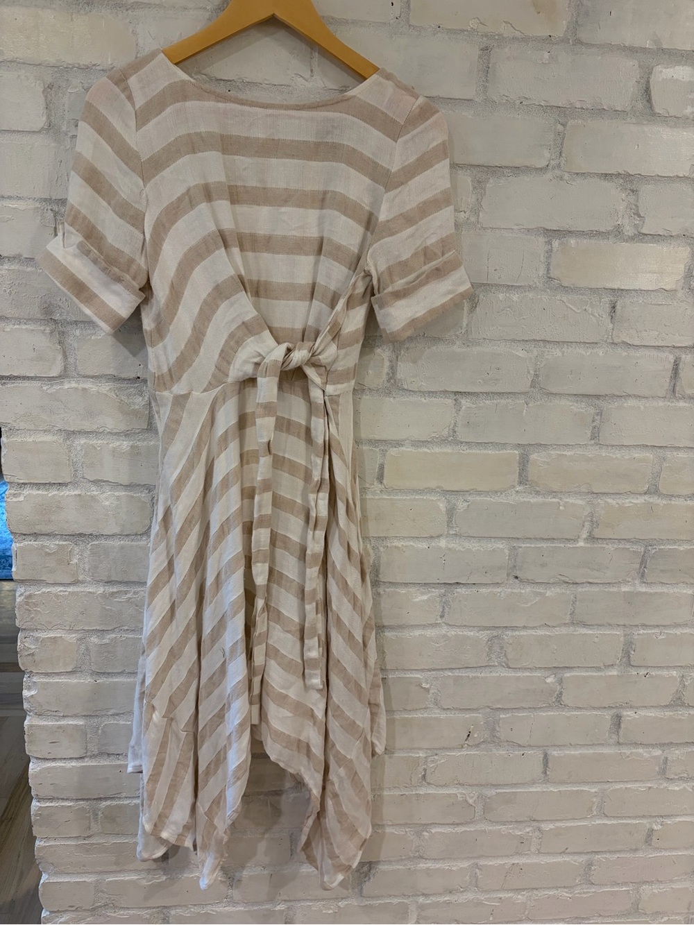 Eva Franco Striped Tie-Waist Linen Dress (B6)